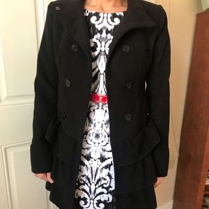 Black Dressy Coat with buttons and ruffles